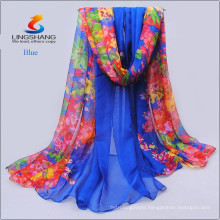 Lingshang new design fashion wholesale hot sale digital printed high quality silk chiffon infinity scarf